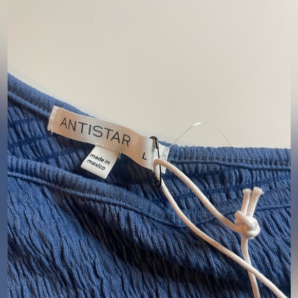 Antistar, Large, Blue, One Shoulder Cropped Cut Out Top, Shirred material, NWT - Picture 4 of 6